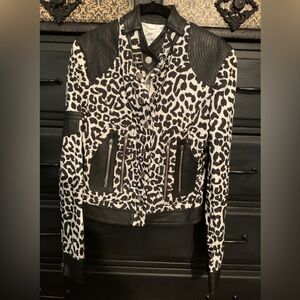 Pleather & Leopard Print Women's Jacket
